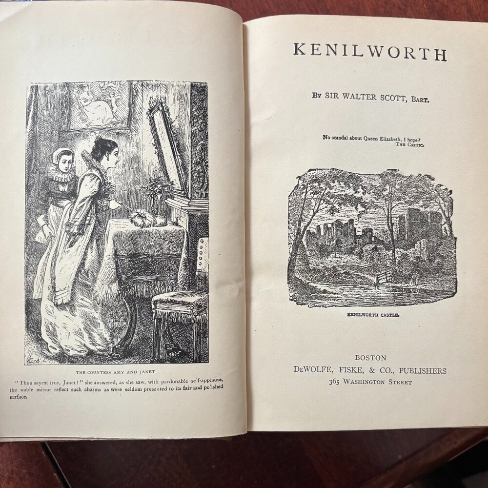 Vintage Book, Kenilworth by Sir Walter Scott, 5 1/4 x 7 3/4, Brown